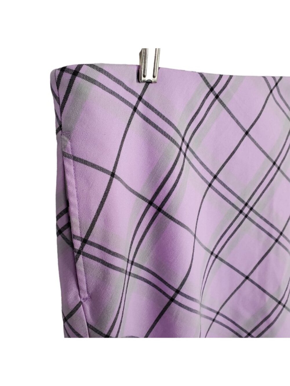 Greg Norman Size 14 Skort Golf Skirt Shorts Pockets Side Zip Lined Purple Plaid - Picture 7 of 10